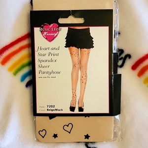 HEART & STAR SPANDEX SHEER PANTYHOSE